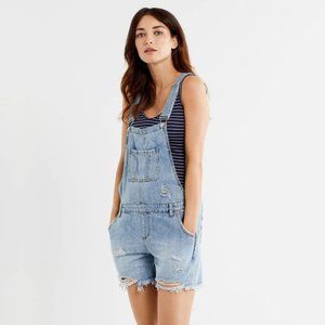 Ripe Denim Maternity Distressed Short Overalls